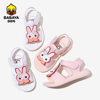 China Lovely Flat 36125 HUANQIU Rabbit Decoration Design Summer Lit Toddler Sandals Girls for sale