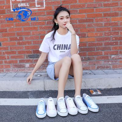 China H20001 HUANQIU2020 Gradient Color Canvas Shoes Anti-slippery Colorful Casual Canvas Shoes for sale