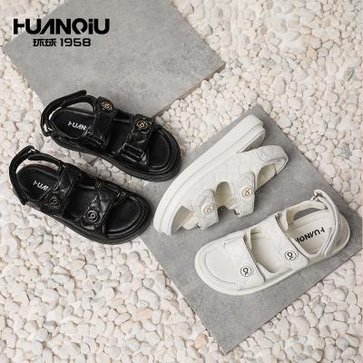 China HA112 HUANQIU PU Shoes Wear-resistant Women's Flat Cute Sandals Latest Fashion Non-slip/Wear-resistant Design for sale