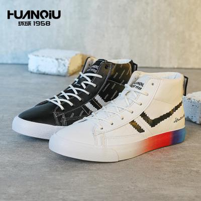 China S8385 HUANQIU High Tops Fashion Lace Up Microfiber Rubber Lace Up Mens Sneakers Sports Shoes for sale