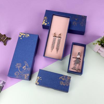 China Customized Recyclable Paperboard Drawer Jewelry Packaging Box Gift Box Necklace Earring Bracelet Ring Jewelry Box for sale