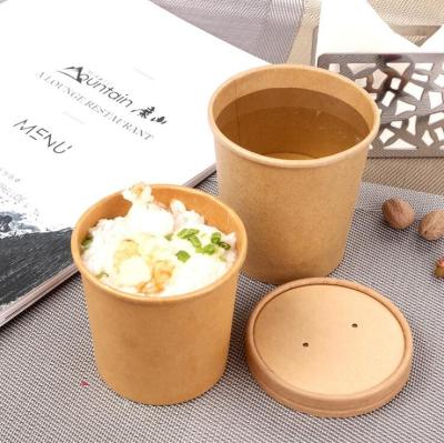 China Recyclable Kraft Paper Bowl With Lid Cups Compartment Interlayer OEM Eco-friendly Biodegradabl Wholesale Custom Kraft Paper Bowl for sale