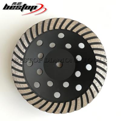 China 7 Inch Silver Welded Concrete And Stone Turbo Segmented Diamond Cup Wheel For Surface Grinding for sale