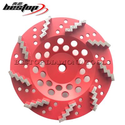 China 7 Inch Concrete And Stone Concrete Cup Grinding Wheel With Zig And Zag Segments for sale