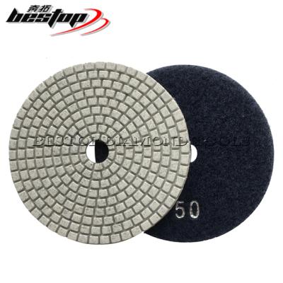 China Granite and Stone Polishing Marble Diamond Wet Polishing Pad 4 Inch Flexible for sale