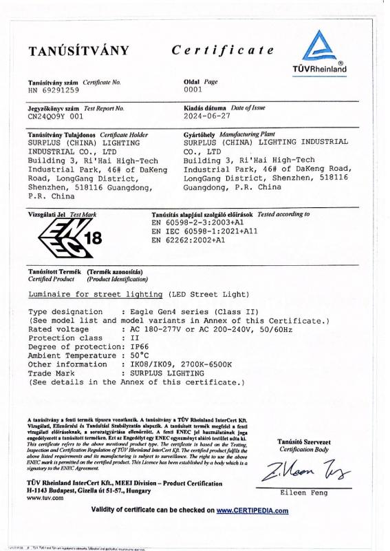 ENEC - Surplus (China) Lighting Industrial Co., Ltd