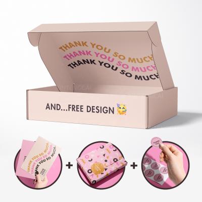 China Recyclable e-commerce paper box packaging solution, custom branded ad box with paper card/tissue paper/paper sticker for shipping for sale