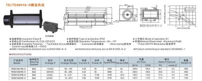 China EC 230v Refrigeration and Ventilation Aluminum Cross Flow Fan Toyon 60mm Tangential Wheel Fan for sale