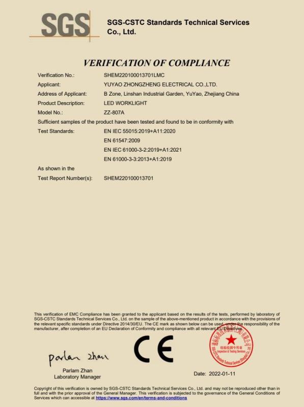 CE - Yuyao Zhongzheng Electric Appliance Co., Ltd.