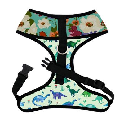 China Custom Pattern Padded Breathable Comfort Printing Adjustable Personalized Dog Harness and Leash Harnesses for Dogs for sale