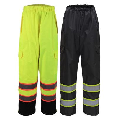 China Wholesale Tow Tone High Visibility Rain Pants Waterproof Safety Work Reflective Pants Water Proof Trousers for sale