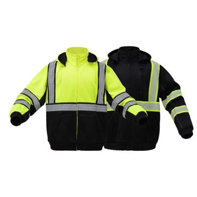 China Pull Down Pocket Pockets Hi Vis New Heavy Weight Sweatshirt With Mesh Lining Dupont Fabric Safety Black Apparel Jacket for sale