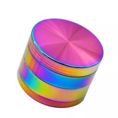 China Factory Wholesale OEM Custom Logo Kitchen Spice Salt Grinder Rainbow Color Tobacco Grinder 4 Layer Grinder for sale