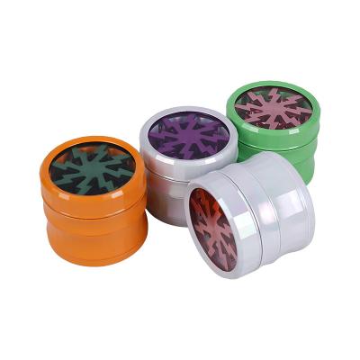 China New Product Aluminum Alloy Smoke Grinder Ceramic Paint Spice Salt Grinder Kitchen 4 Layer Metal Spice Herb Grinder for sale