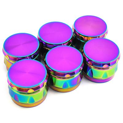 China Wholesale Zinc Alloy Diamond Shape Tobacco Herb Grinder Kitchen Spice Salt Grinder 4layer Rainbow 45mm Tobacco Spice Grinder for sale