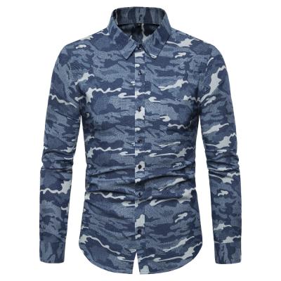 China Fashion Men's Regular-fit Anti-pilling Long Sleeve Camouflage Shirt Cotton Oxford Washed Casual Comfort Shirts for sale