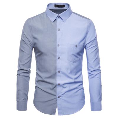 China Patchwork Casual Men's Business Shirts Male Social Shirt British Style Cotton Anti-pilling Long Sleeve Dress Shirt for sale