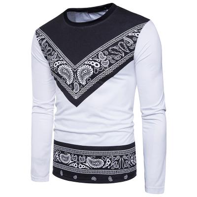 China Breathable Casual Men's Long Sleeve Cotton T-shirt Men's T-shirt Male O-neck Printed Top Tees for sale