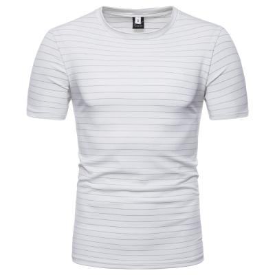 China New Men's Anti-Pilling Solid Color Striped T-Shirt for sale