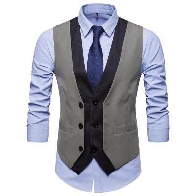 China Anti-wrinkle fashion classic vest for men's formal suit men's casual wear slim fake two pieces vest for sale