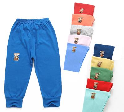 China Anti-pilling 2021 hot custom brand unisex newborn long pants full cotton baby embroidered organic pants for sale