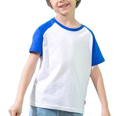 China Kid Clothing Summer Sweatshirt Anti-Shrink Gym Sports T-shirts 100% Breathable Kid Casual Boy Double Color Cotton T-shirts for sale