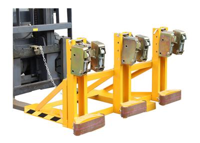 China DG1500B Forklift Mounted Rubber-belt Drum Grabber Double Eagle-Grip Automatic Three Drums Capacity 1500Kg for sale