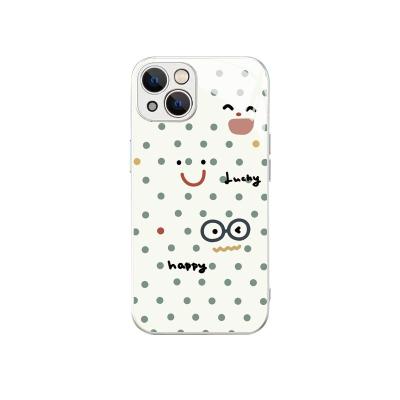 China Drop 12 Premium Right Shockproof Dotted Smile Promax Gla 13 Pro 13 Pro 14 Anti Face Phone Case Hole Hard Case for sale