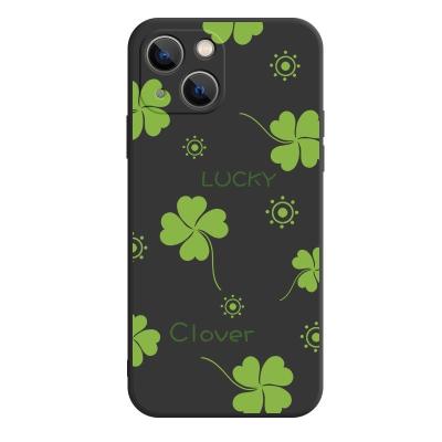 China Right Angle Shockproof Liquid Silicone Edge Phone Case phone12promax Phone Case Suitable For iPhone 13 Lucky Clover 11 Cool Cartoon 14 xsm for sale