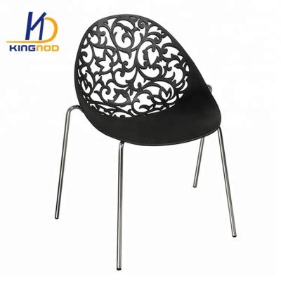 China Modren Dining Chair Furture For Sale With Biright Color PP Seat And Metal Chromed Legs On Sale Plastic Dining Chair for sale