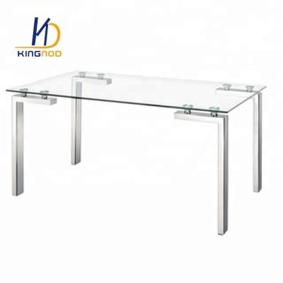 China Modern Design Durable Wholesale Living Room Furniture Set Tempered Table And Chairs For Sale Stainless Steel Glass Dining Table for sale