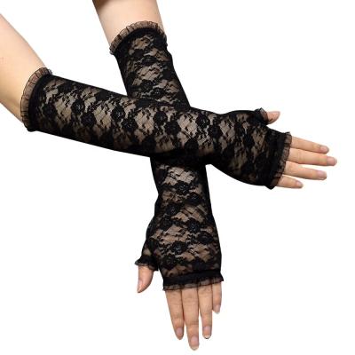 China Wholesale Cheap Breathable Female Thin Lace Sunscreen Summer Fingerless Sleeve Gloves for sale