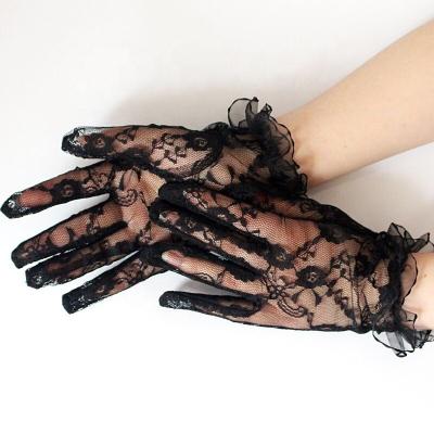 China Sexy Women's Full Finger Breathable Bridal Short Gloves Women's Sexy Lace Breathable Ladies Sunscreen Gloves for sale