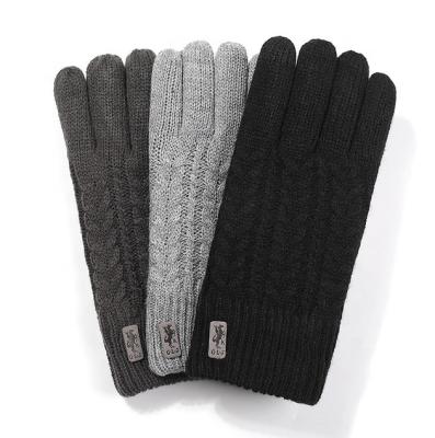 China New Thick Breathable Breathable Winter Knit Gloves Men's&Women Warm Fleece Striped Unique Knitted Gloves for sale