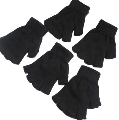 China Cheap Breathable Men's Acrylic Knit Fingerless Gloves Wholesale Black Knit Gloves Basic 5 Pairs Set for sale