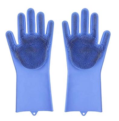 China Cheap Magic Dishwashing Gloves With Reusable Scrubber Silicone Cleaning Scrub Gloves For Washing Dish, Kitchen, Bathroom for sale