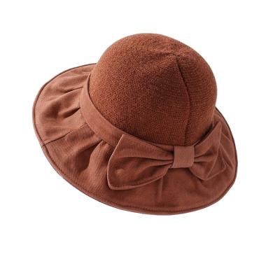 China Fashion Women's Autumn Winter New Bow-Tie Bucket Round Vintage Cloche Tosser Hat for sale