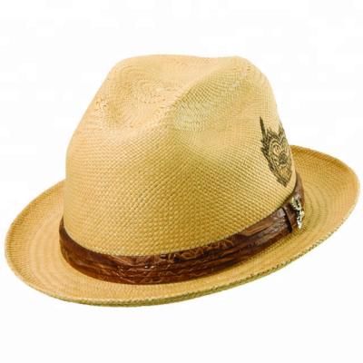 China Wholesale Handmade Straw Hat Fire Heart Angel Panama Hat Top Quality Men's Handmade Pin for sale