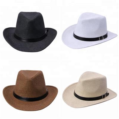 China The Wide Brim Jazz Gentleman Cap Mexican Weaving Straw Panama West Cowboy Hat Men's Fashion Character Style for sale