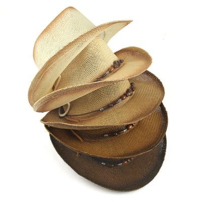 China Gradient Straw Western Cowboy Panama Hats Sun Color Paint Paper Men's Character China Manufacturer for sale