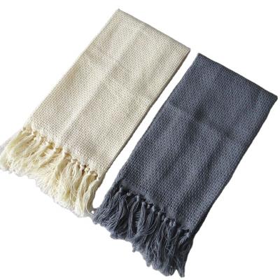 China Child Safe Safe Cotton Turkish Hand Towels for Bathroom and Kitchen Gray Cotton Tea Towels Super Absorbent with Tassels for sale