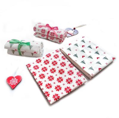 China Eco-Friendly Christmas Table Cloth Tree Snowflake Printed Table Napkins Waterproof White Rectangular Guest Towel For Gift for sale