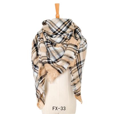 China Women's Elegant Soft Winter Autumn Cozy Warm Blanket Scarf Chunky Checked Giant Scarves Shawl Eco-Friendly Eco-Friendly Women's for sale