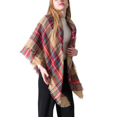 China Warm Soft Women's Autumn Winter Tassel Scarf Classic Plaid Scarf Eco-Friendly Chunky Large Blanket Wrap Shawl for sale