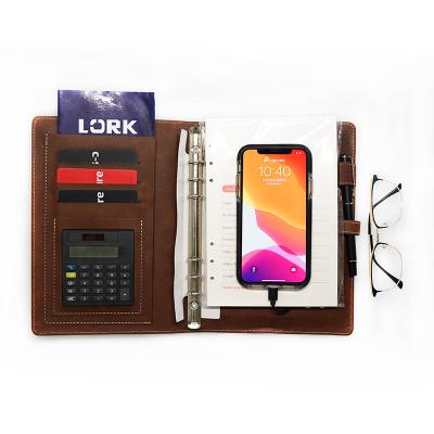 China Hot Custom Leather Notebook 8G USB Instant Drive PU Leather 2021 Transfer Printing 2021 Powerbank Electronic Charging Notebook With Calculator for sale