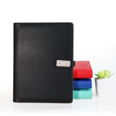 China 2021 Promotional Leather Gift Planner Notebook A5 Powerbank PU Leather Diary U Disk Sets 8000mAh A5 Business Gift Planner Journals Phone Charging for sale