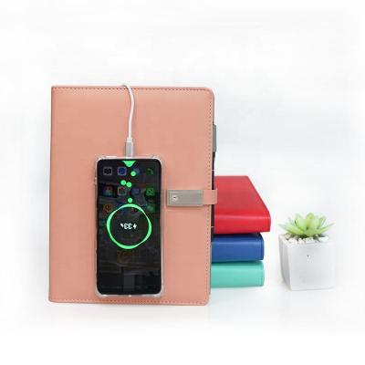 China 2021 Luxury Charging Phone Promotion A5 Diary Planner Loose Leaf Notebook with USB Powerbank and Business Gift Set Power Bank Diary for sale