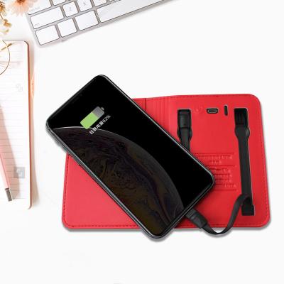 China With Small POWERBANK USB Wallet Mini Portable Charger Smart PU Business Card Wireless Charging Power Bank Leather Wallet For Men for sale