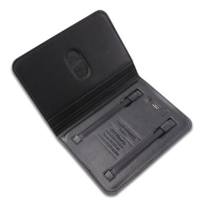 China With USB Portable Small Leather Wallet with Powerbank and Cable Card Holder Power Bank Wireless Wallet for sale