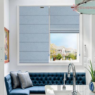 China Minimalist Motorized Roman Blinds Window Decoration Ready Made Shade Blinds For Interior Home Blackout Fabric Lower for sale